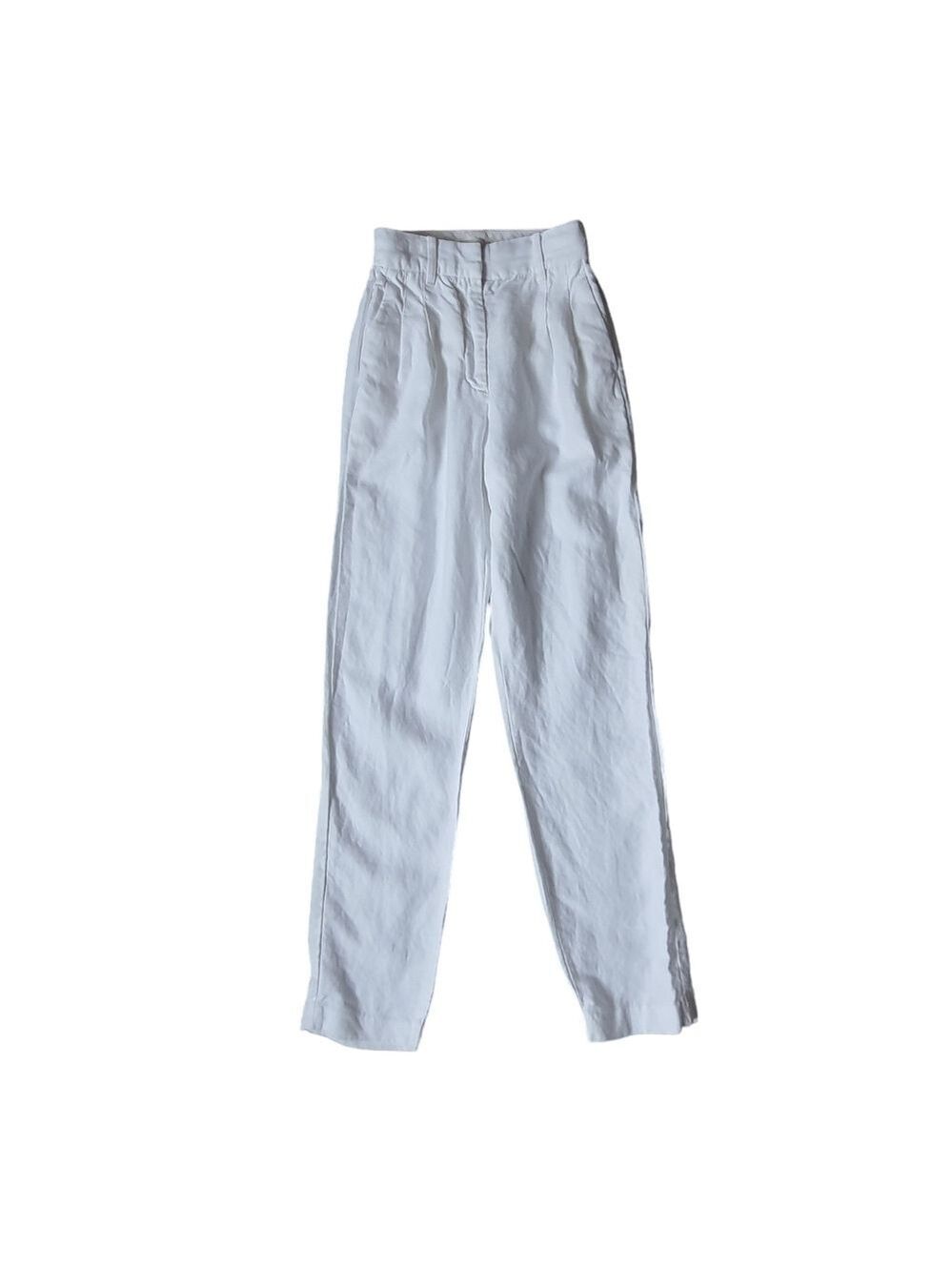 Wilfred White High Waisted Pants Soft Casual Tencel Lyocell Linen Tapered Pants